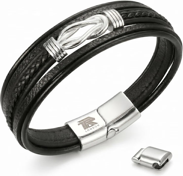 Unisex Leather Multi-Layer Bracelet - Infinity Knot Braided Wrap