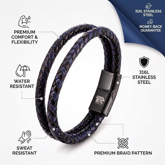 Leather Bracelet for Men & Women, Multi-Layer Braided Wrap Wristband