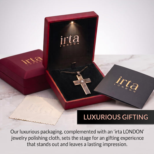 Men's Black Stainless Steel Cross Rose Gold Necklace