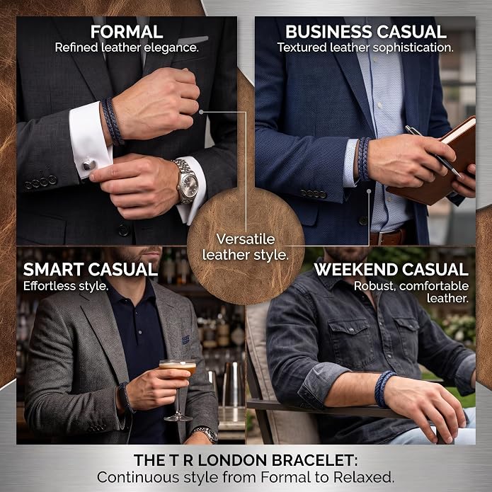 Leather Bracelet for Men & Women, Multi-Layer Braided Wrap Wristband